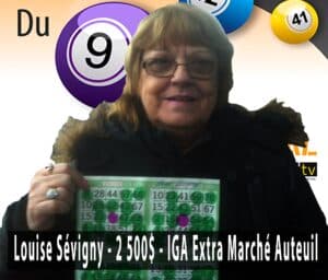 Gagnante BiNGO TV Laval - 19 novembre 2017